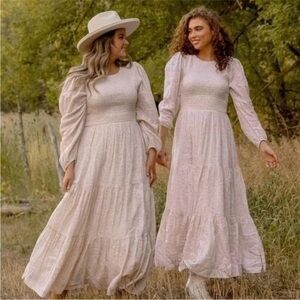 IvyCityCo Lottie Yellow Floral Smocked Tiered Maxi Dress Cottagecore X-Small